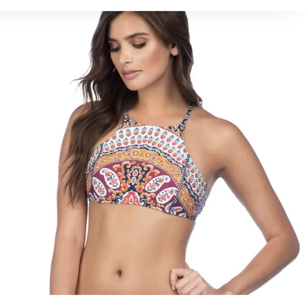 NWT NANETTE LEPORE SUPER FLY PAISLEY High Neck Bikini Top Size XS